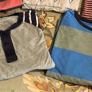 Crewcuts Kids Long Sleeve Gray and Blue Tee